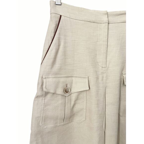 Eleventy Platinum Beige Linen Pleated Knee Length A-Line Skirt Size 2 - Picture 6 of 11